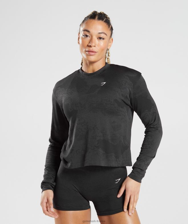 Gymshark adapt camo - haut à manches longues sans couture lave | noir femmes 6HF28478